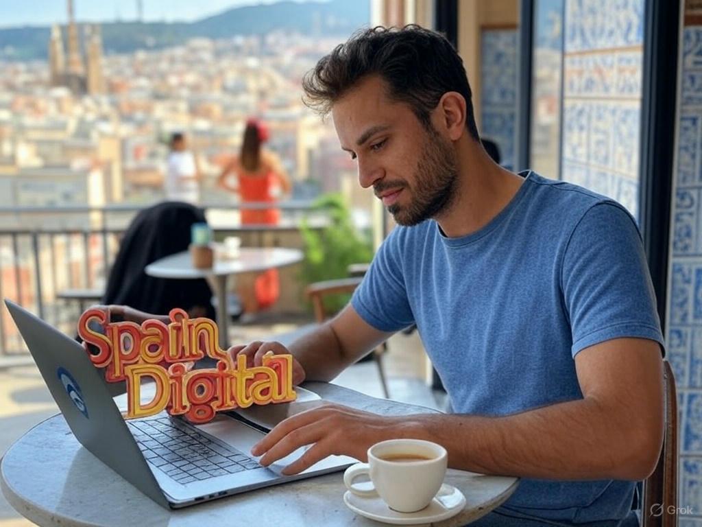 a freelancer is working with his laptop sitting  